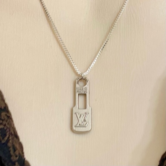 Vintage Louis Vuitton Silver Plated Charm with 18-in Silver 925 Chain - Picture 2 of 8